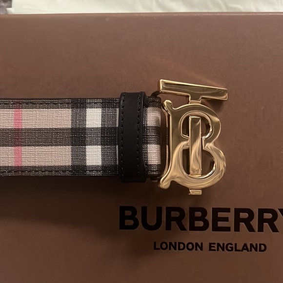 Authentic Woman's Burberry "TB" Plaid Belt - Picture 4 of 6